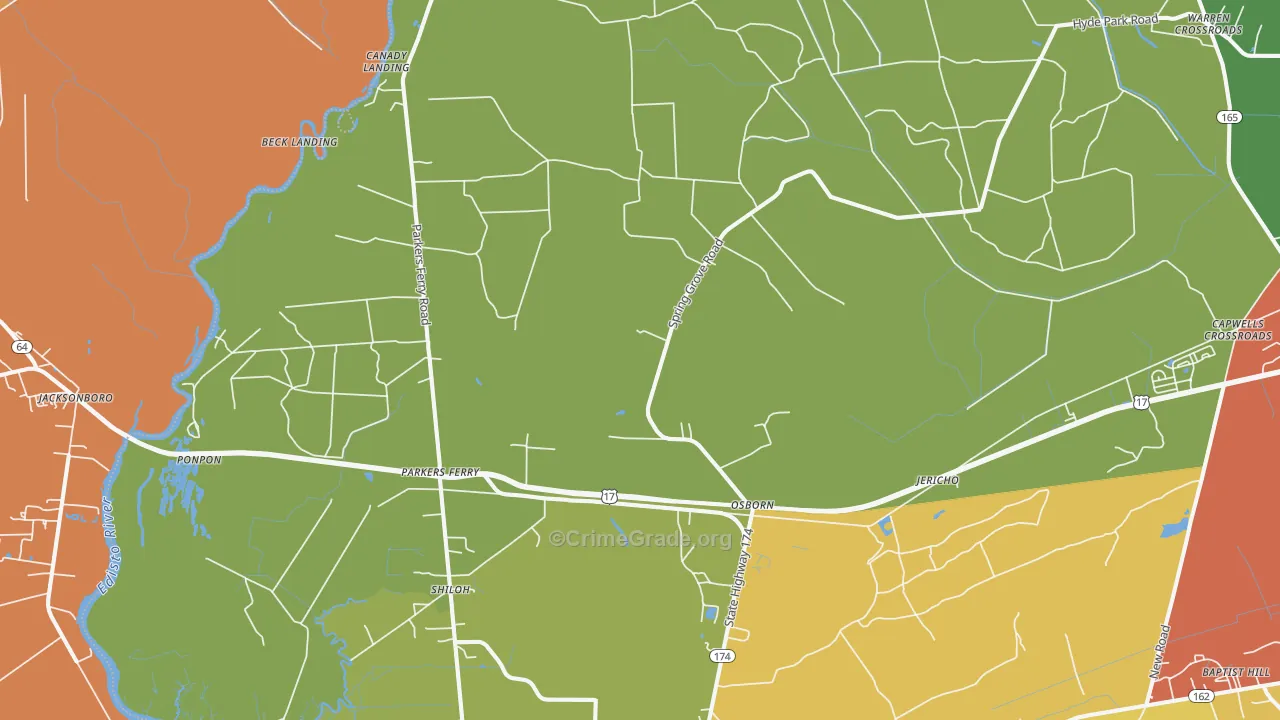 Adams Run, SC Map of Theft Rates