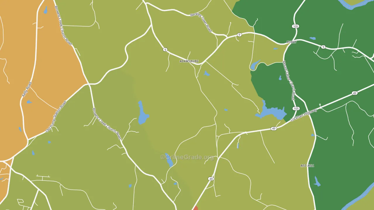 Adamsburg, SC Map of Theft Rates