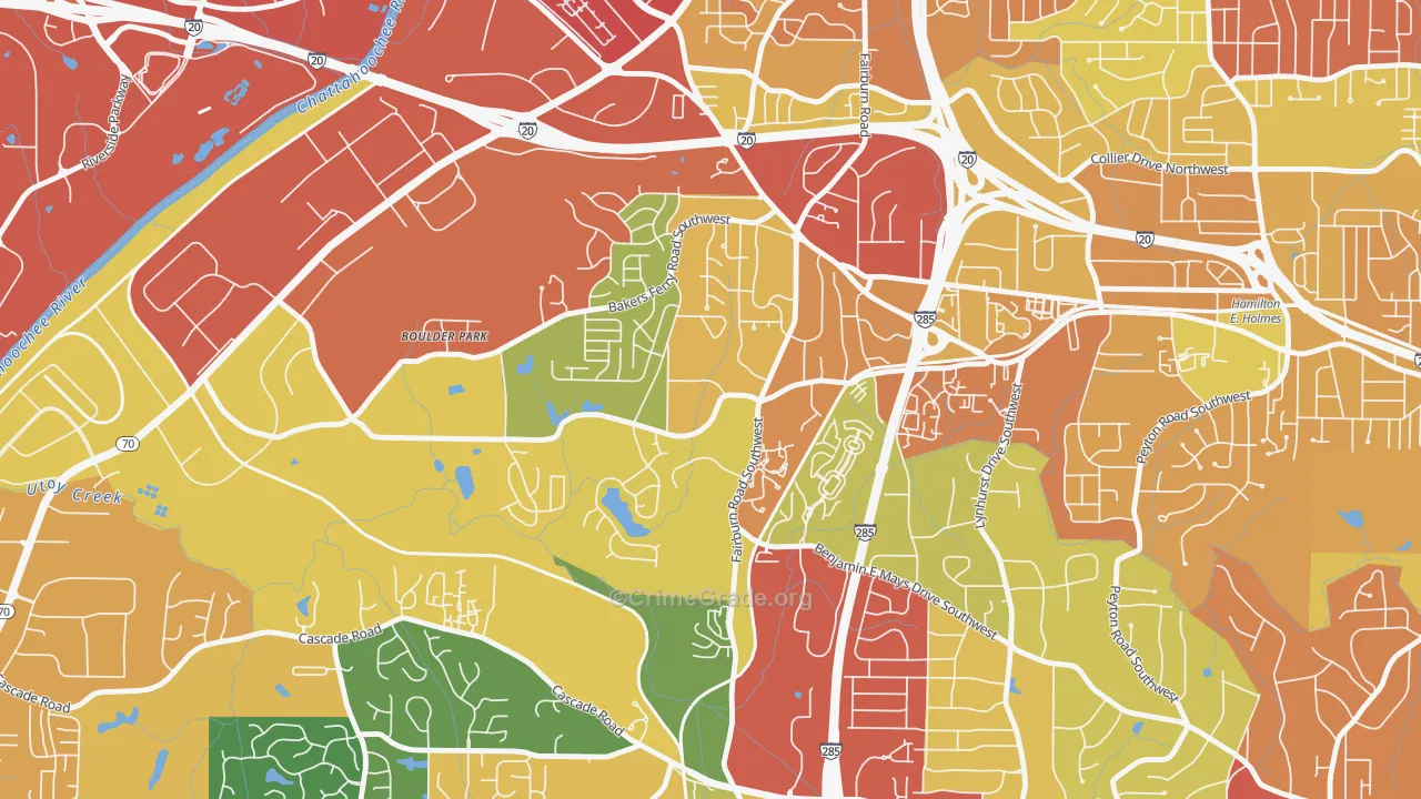 Adamsville, Atlanta, GA Map of Theft Rates