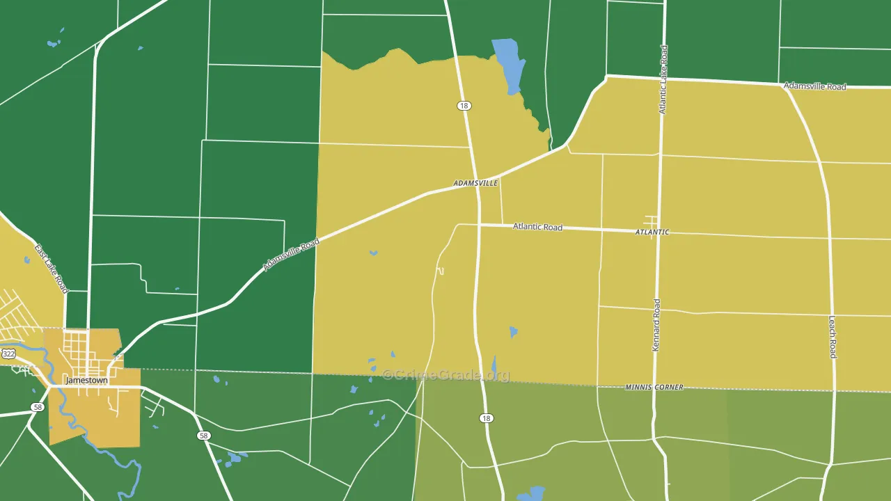 Adamsville, PA Map of Theft Rates