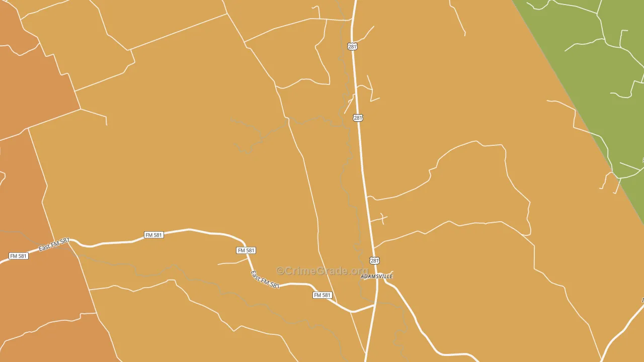 Adamsville, TX Map of Theft Rates