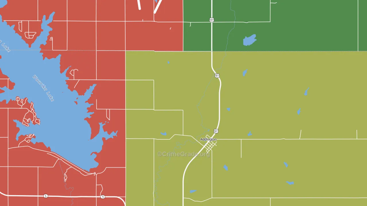 Addington, OK Map of Theft Rates