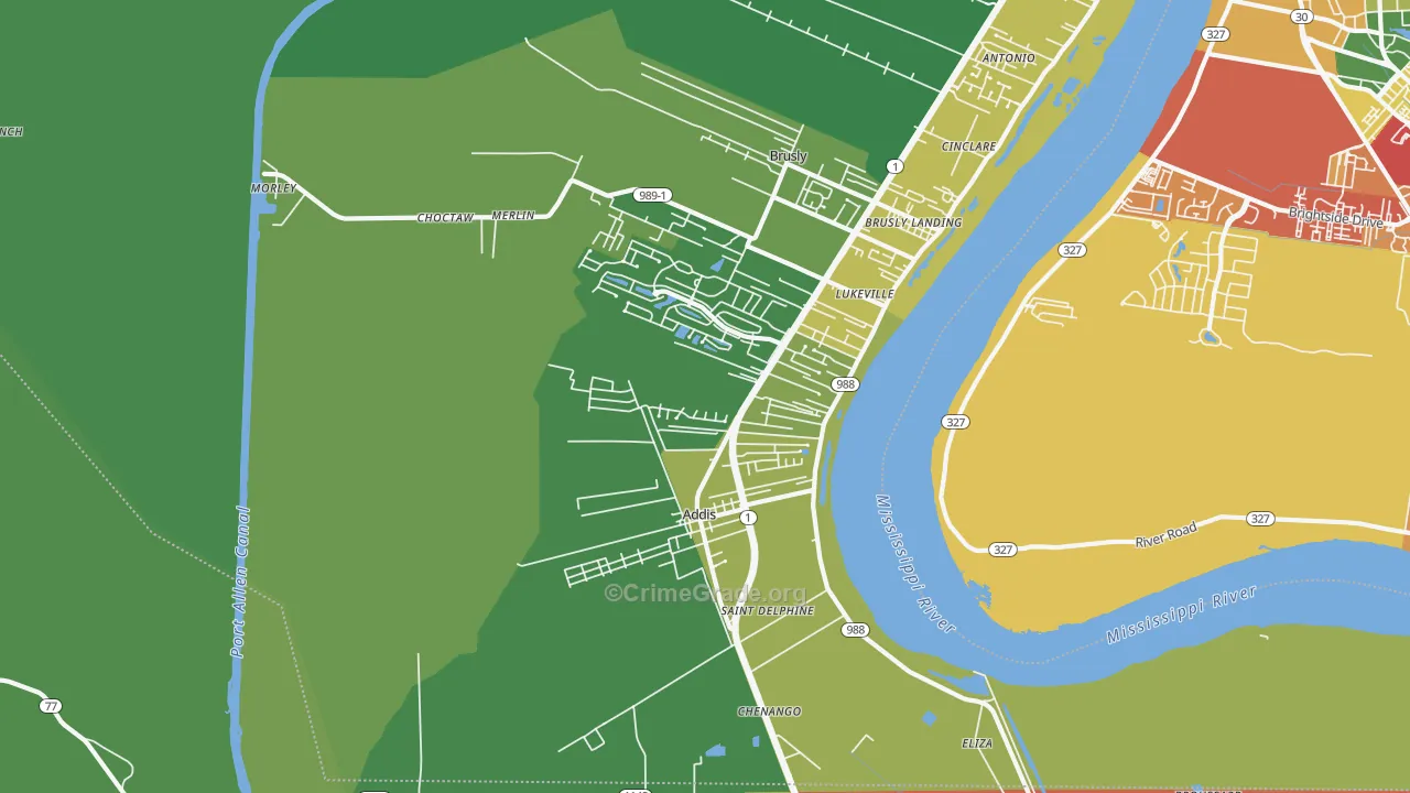 Addis, LA Map of Theft Rates