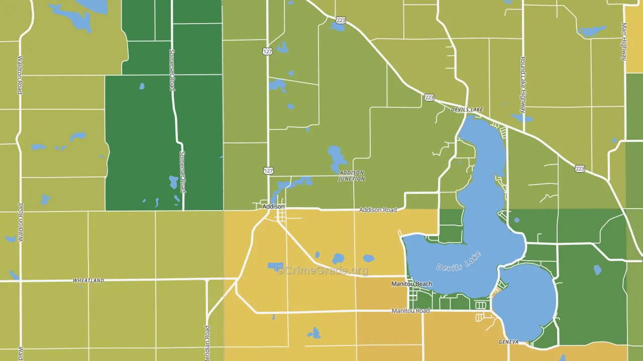 Addison, MI Map of Theft Rates