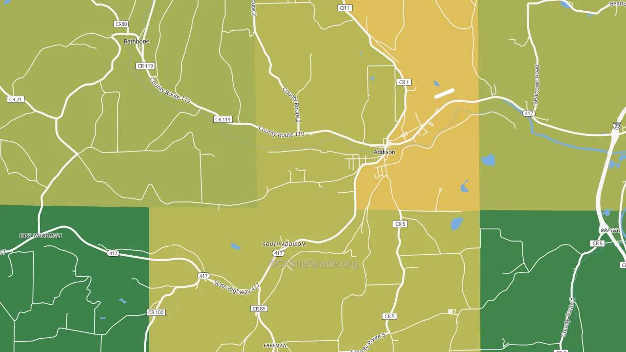 Addison, NY Map of Theft Rates