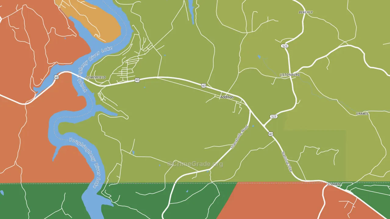 Addison, PA Map of Theft Rates