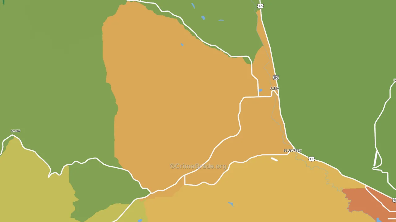 Addy, WA Map of Theft Rates