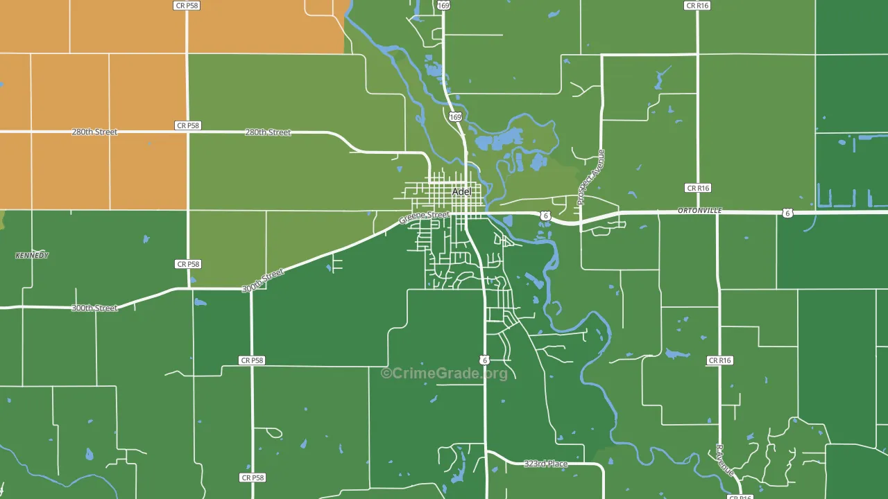 Adel, IA Map of Theft Rates