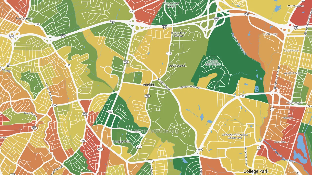 Adelphi, MD Map of Theft Rates