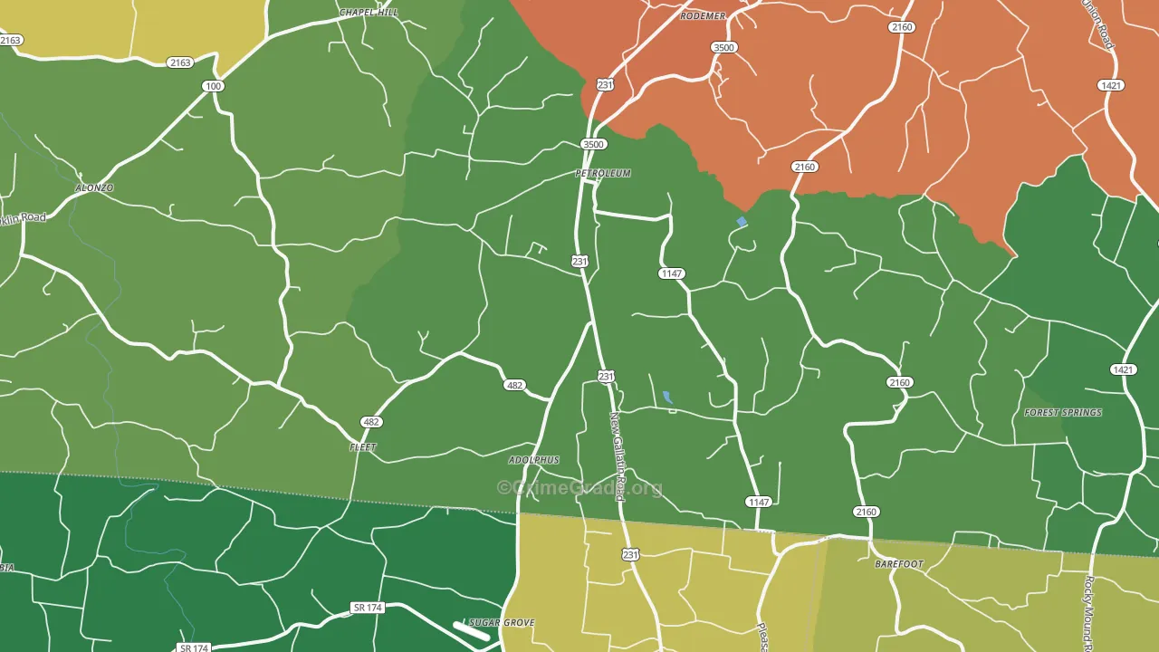 Adolphus, KY Map of Theft Rates