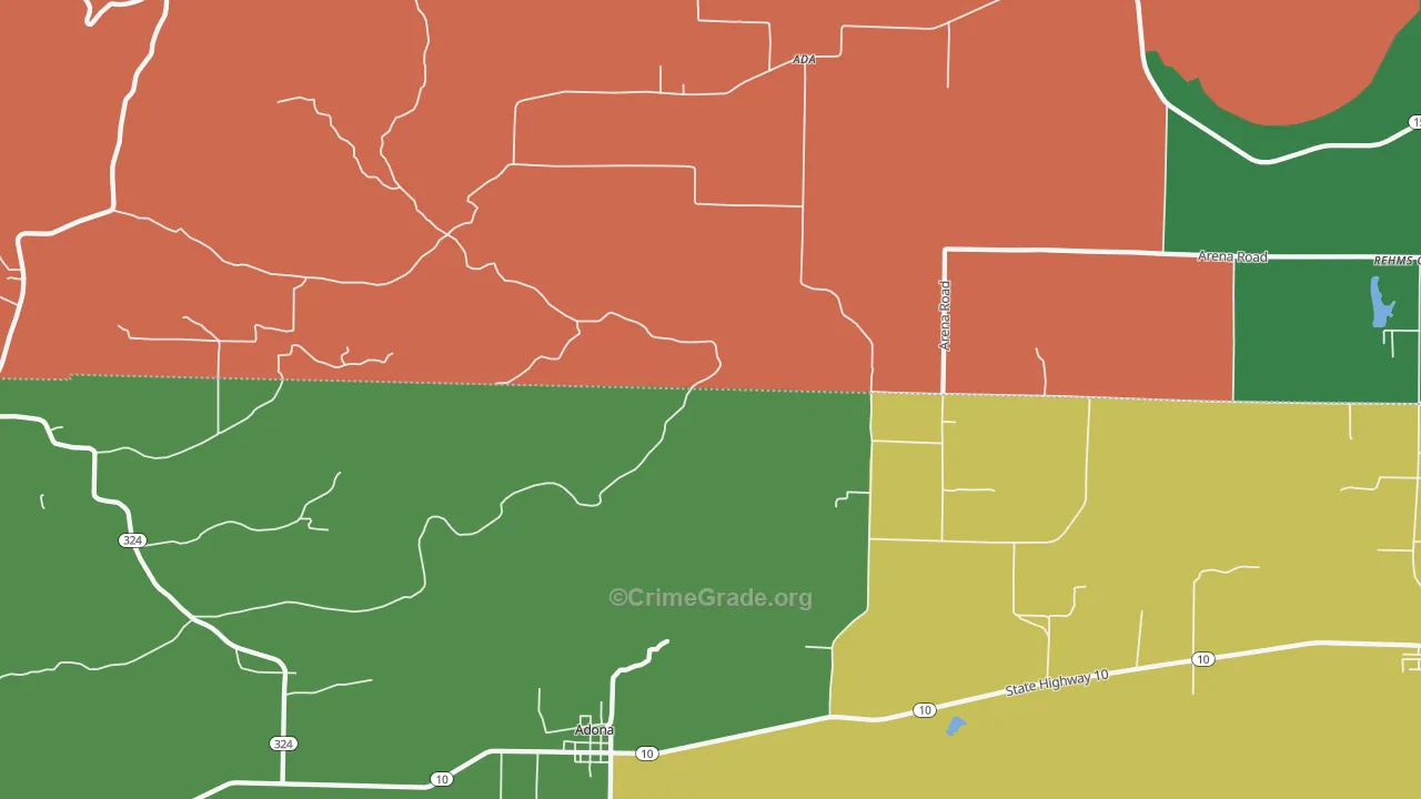 Adona, AR Map of Theft Rates