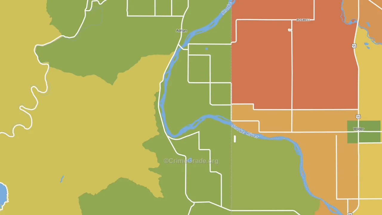 Adrian, OR Map of Theft Rates