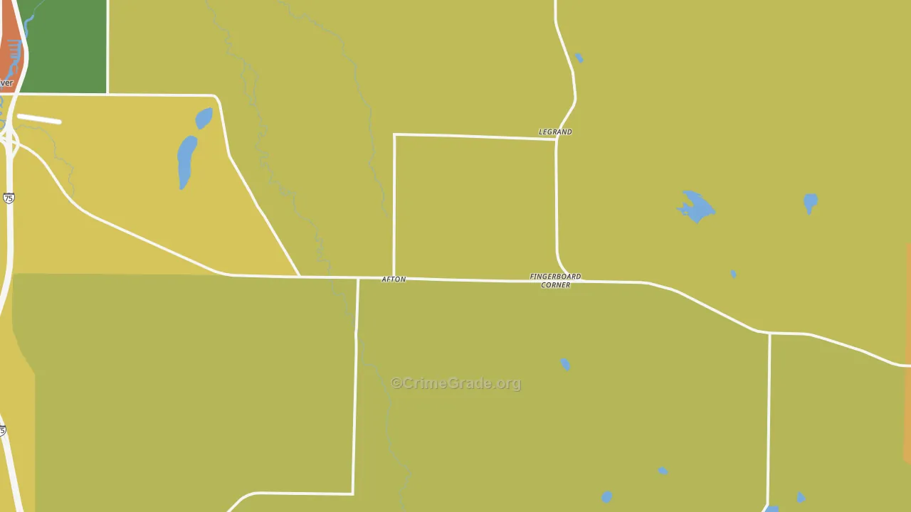 Afton, MI Map of Theft Rates