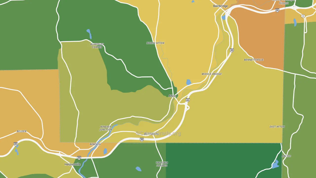 Afton, NY Map of Theft Rates