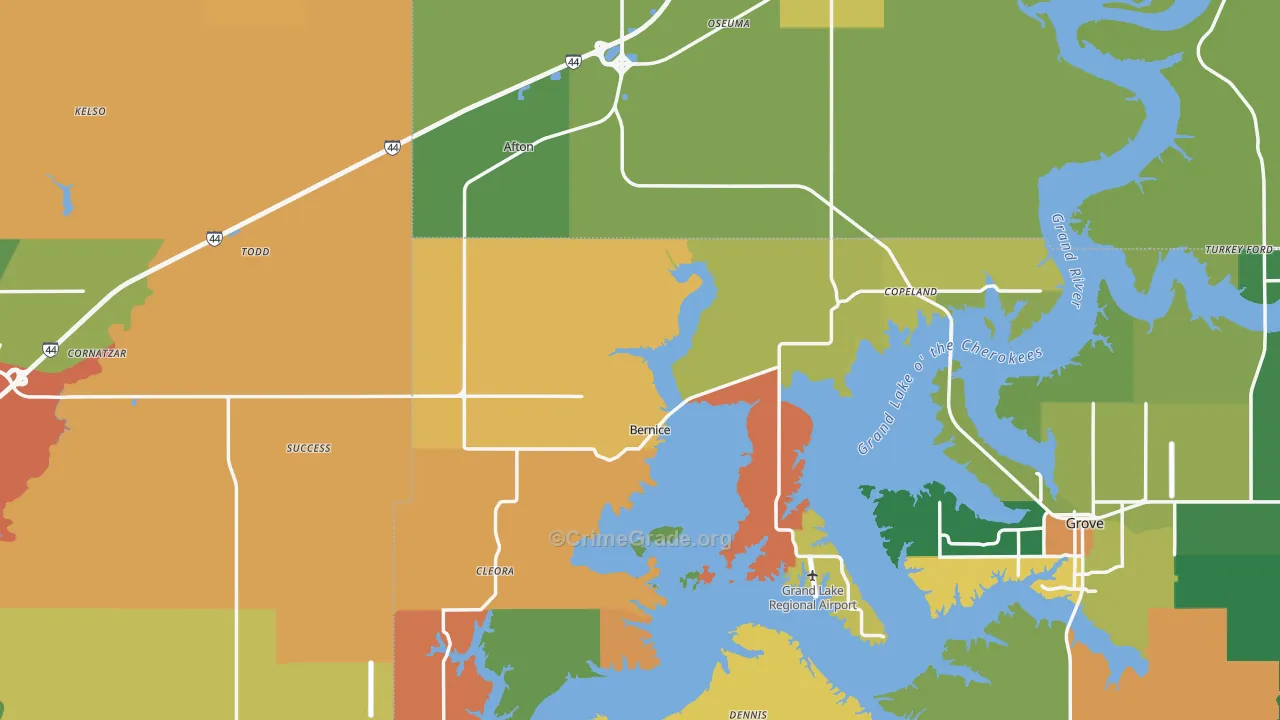 Afton, OK Map of Theft Rates