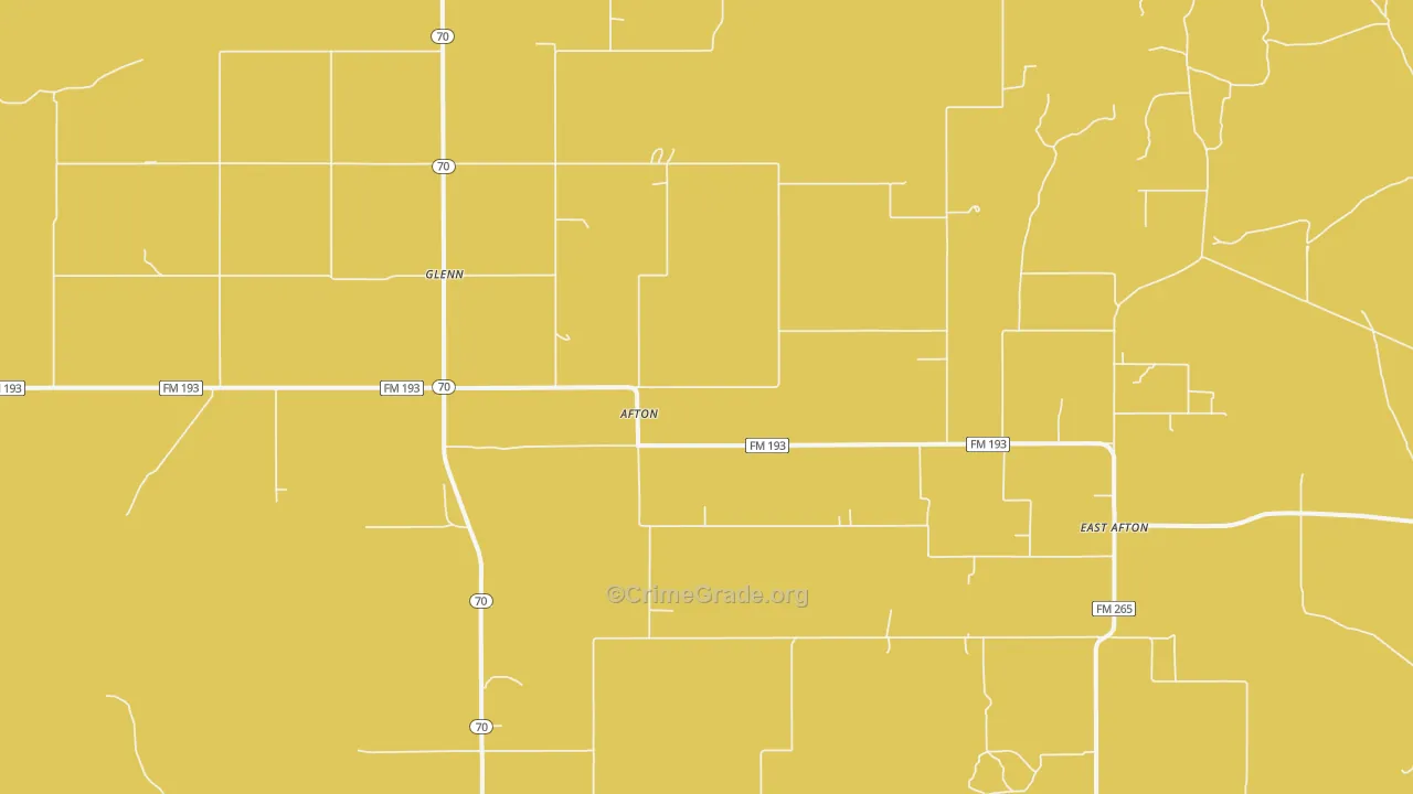 Afton, TX Map of Theft Rates