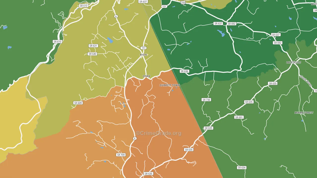 Afton, VA Map of Theft Rates