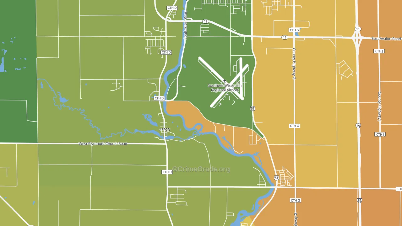 Afton, WI Map of Theft Rates