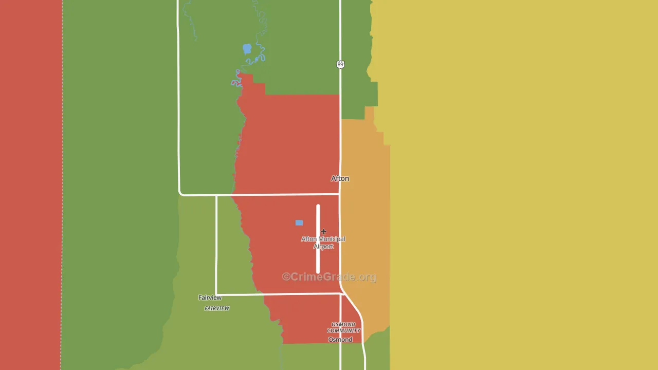 Afton, WY Map of Theft Rates