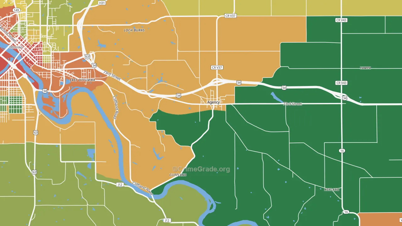 Agency, IA Map of Theft Rates