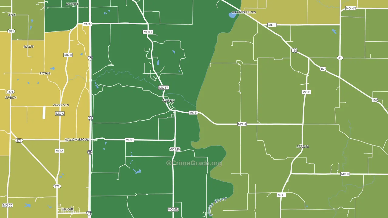 Agency, MO Map of Theft Rates