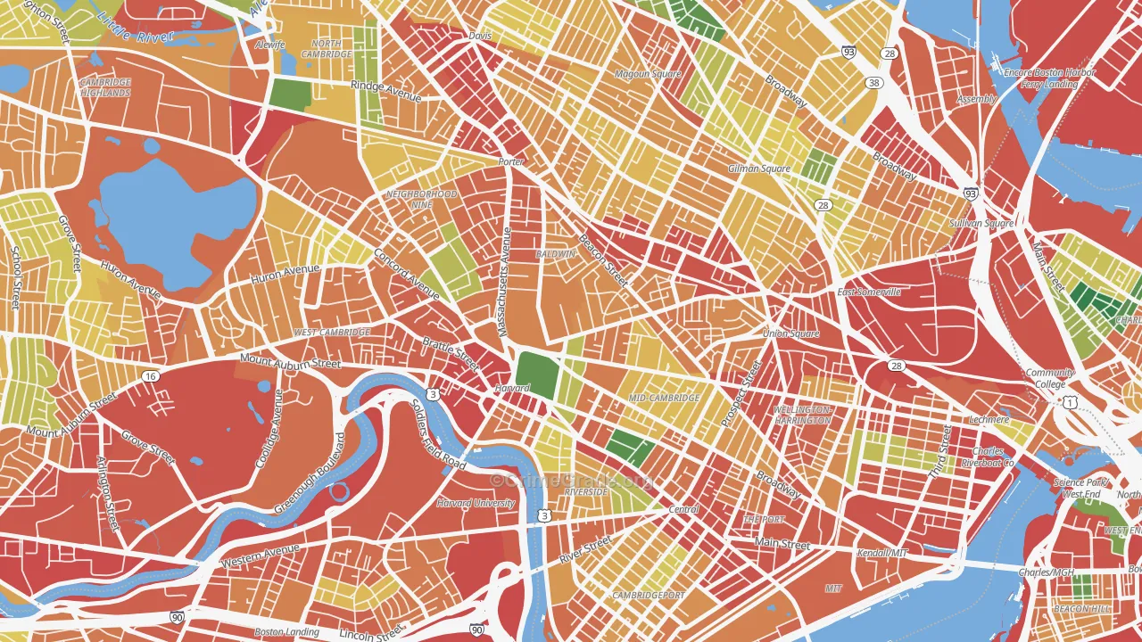 Aggasiz-Harvard, Cambridge, MA Map of Theft Rates