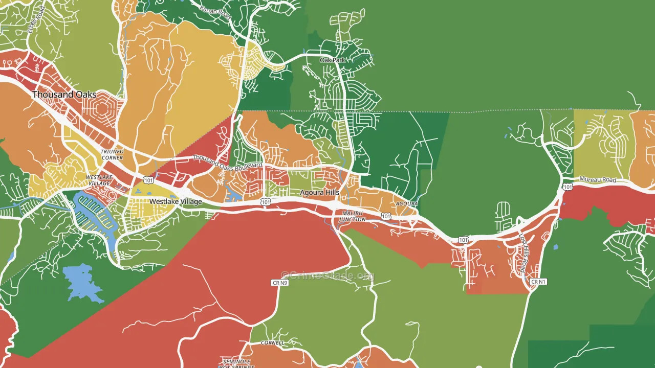 Agoura Hills, CA Map of Theft Rates