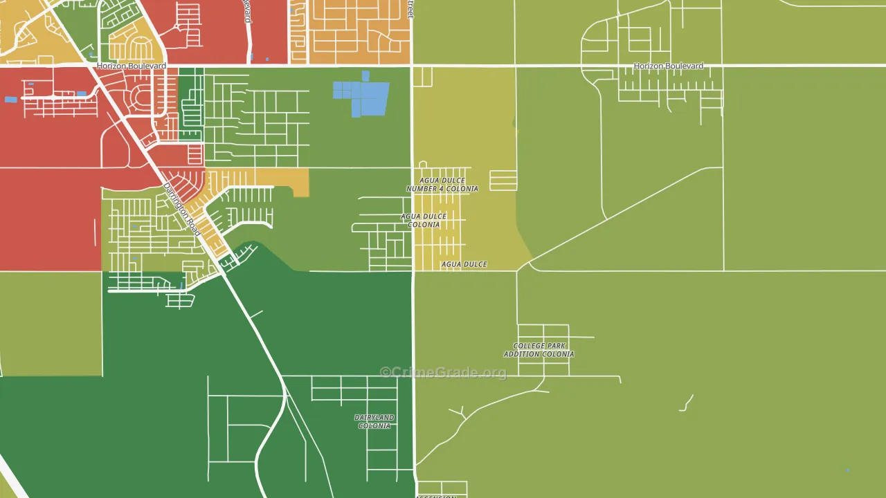 Agua Dulce, El Paso, TX Map of Theft Rates