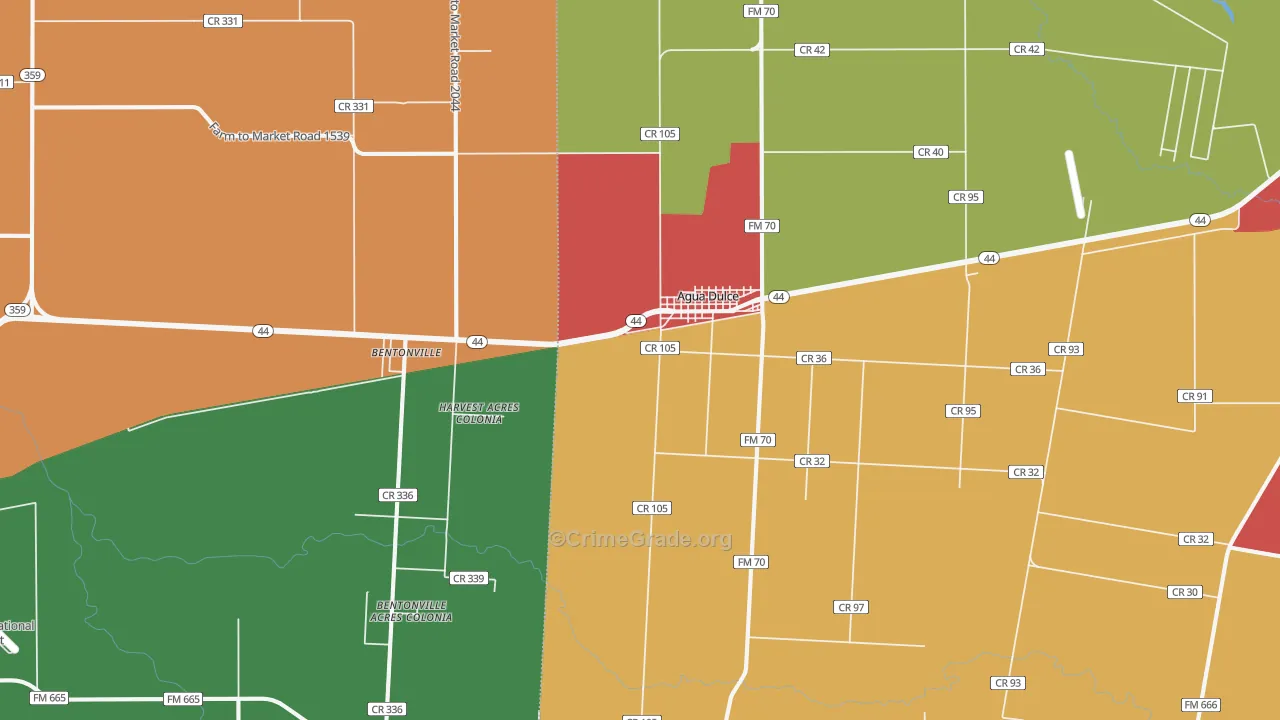 Agua Dulce, TX Map of Theft Rates