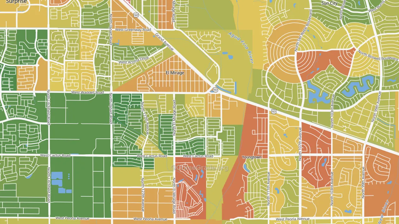 Agua Fria, El Mirage, AZ Map of Theft Rates