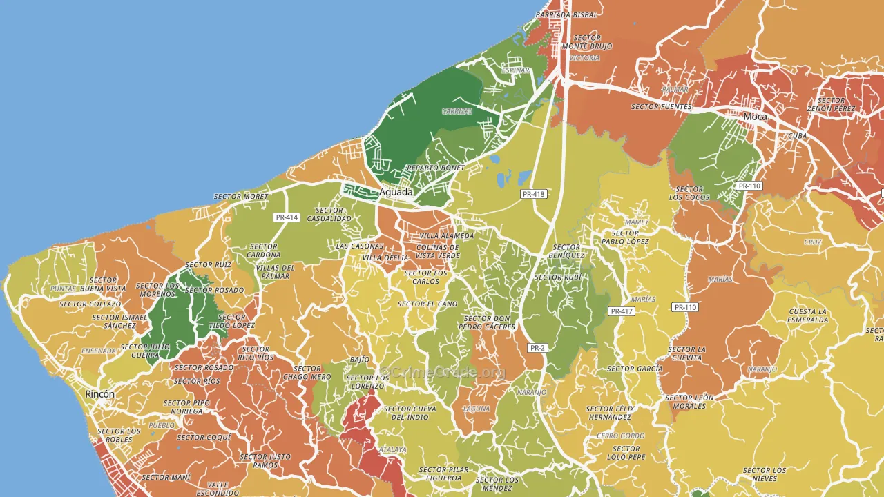Aguada, PR Map of Theft Rates