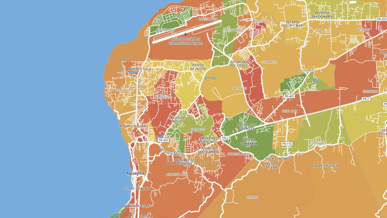 Aguadilla Municipio, PR Map of Theft Rates