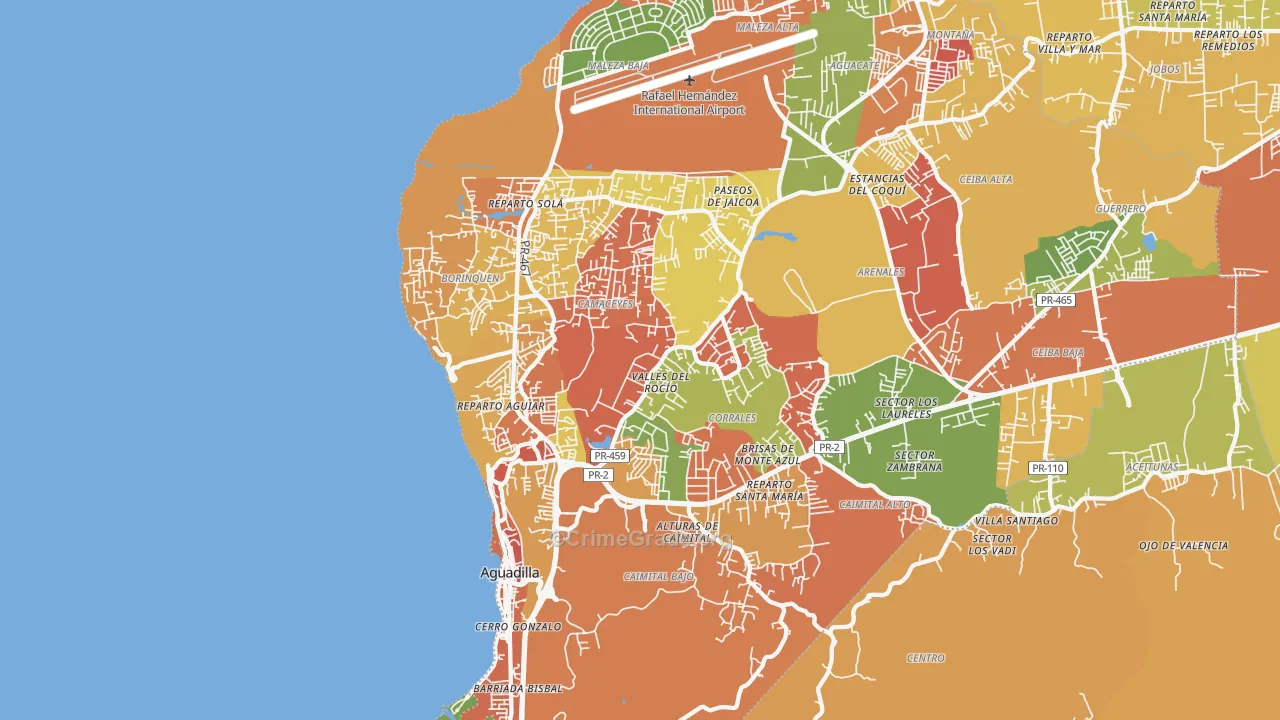 Aguadilla, PR Map of Theft Rates