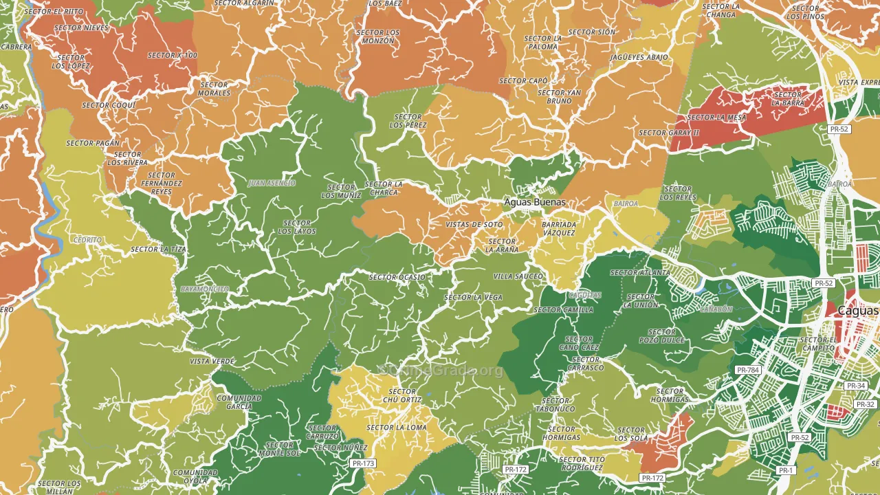 Aguas Buenas Municipio, PR Map of Theft Rates