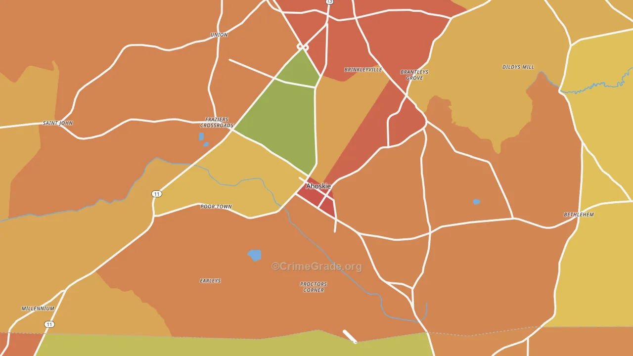 Ahoskie, NC Map of Theft Rates