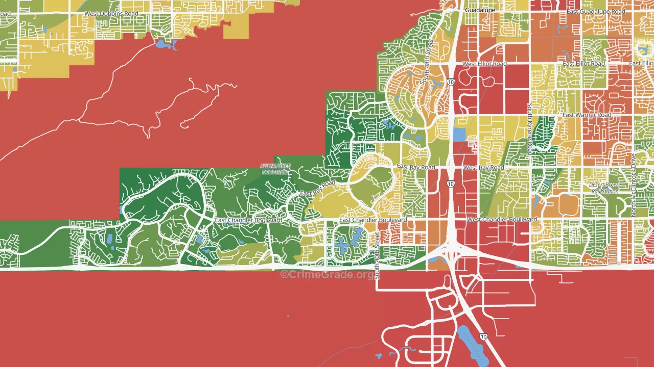 Ahwatukee, Phoenix, AZ Map of Theft Rates