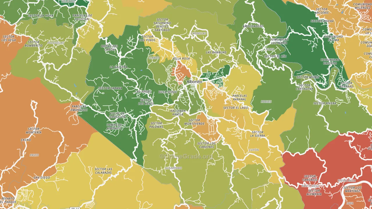 Aibonito, PR Map of Theft Rates