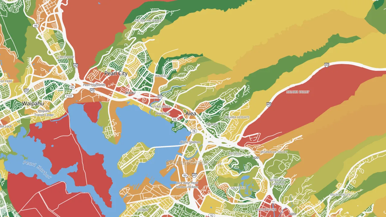 Aiea, HI Map of Theft Rates