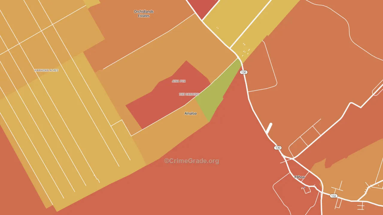 Ainaloa, HI Map of Theft Rates