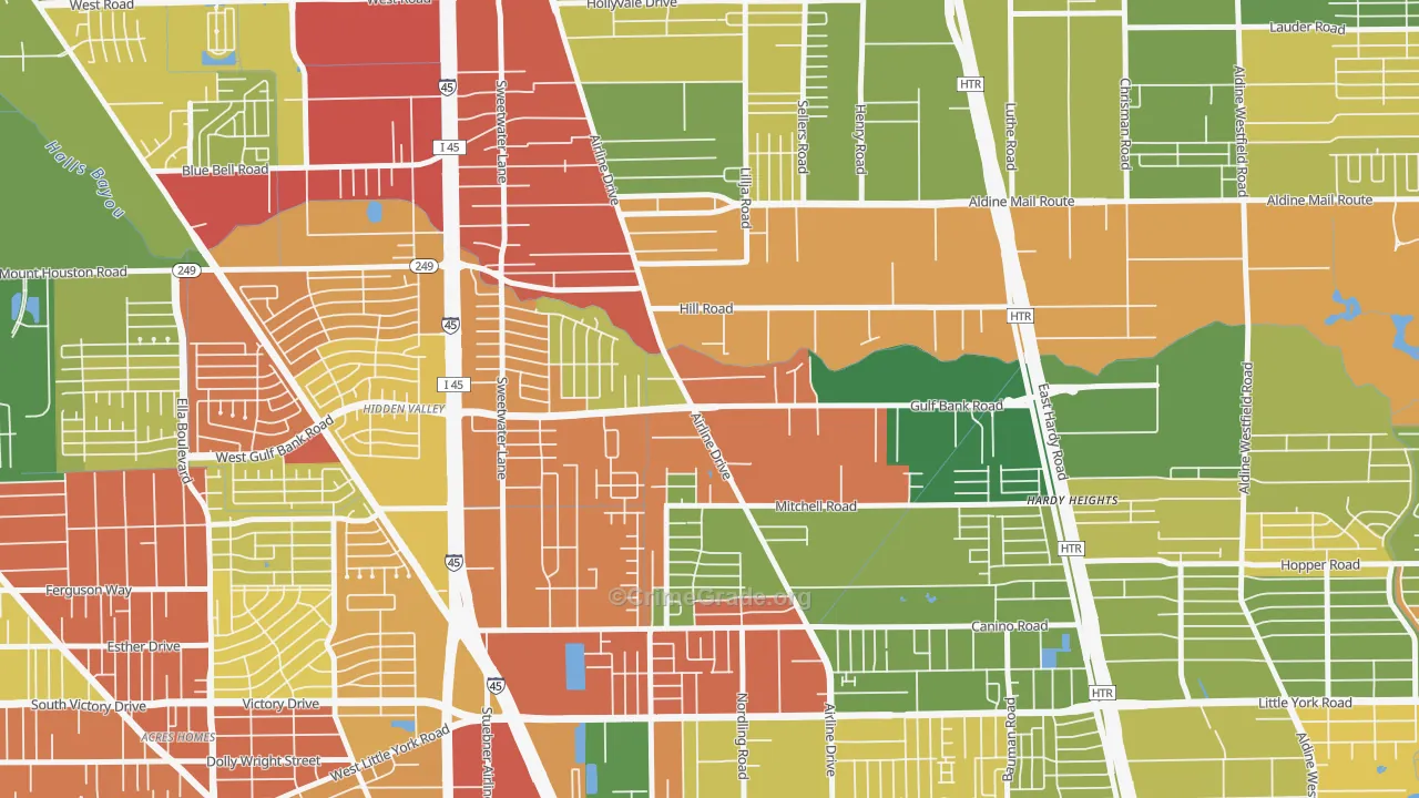 Airline, Houston, TX Map of Theft Rates