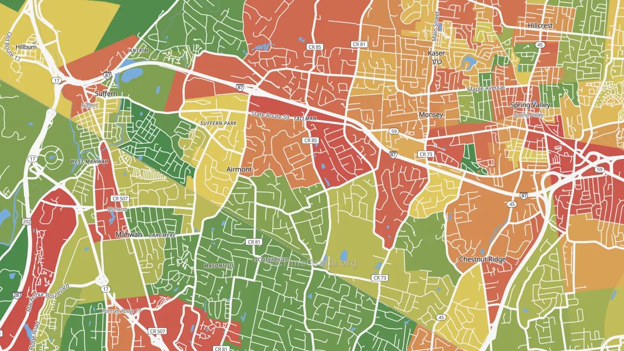 Airmont, NY Map of Theft Rates