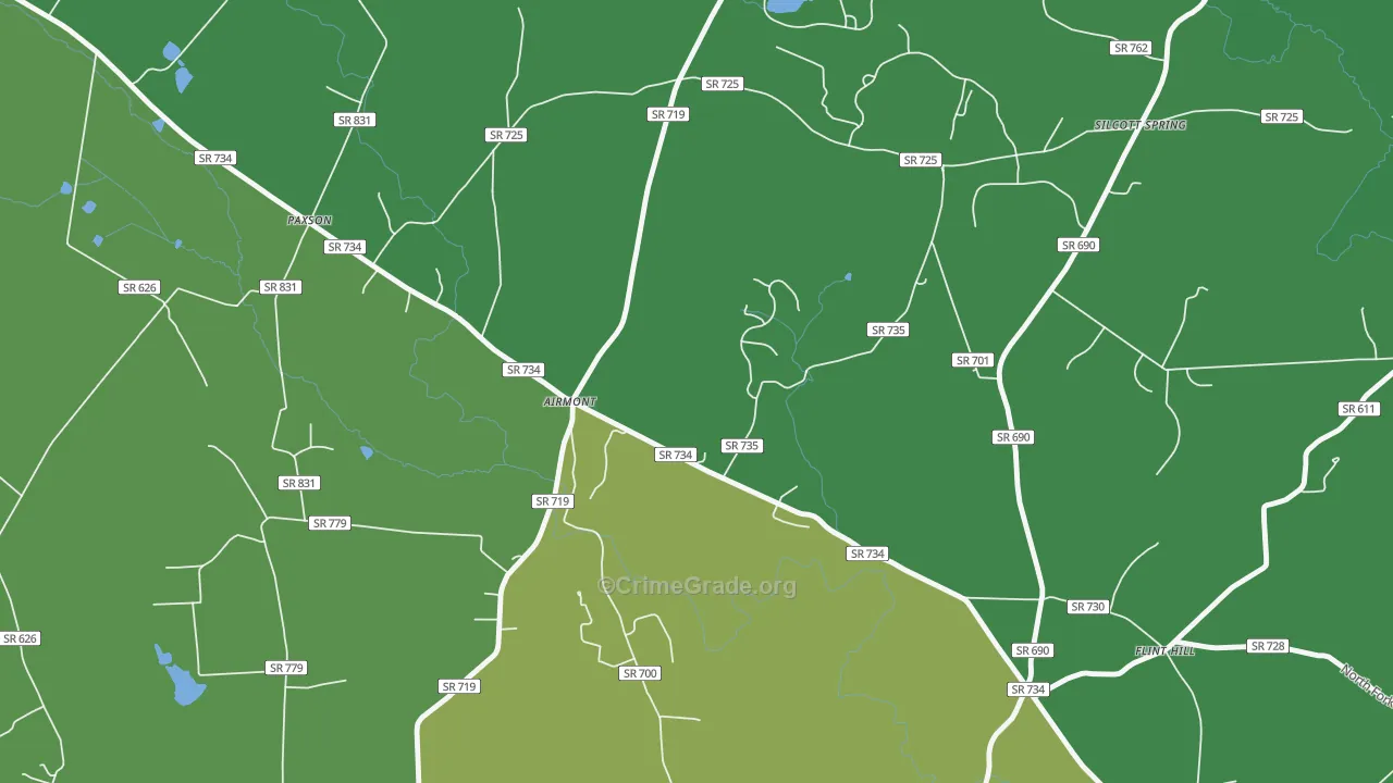 Airmont, VA Map of Theft Rates