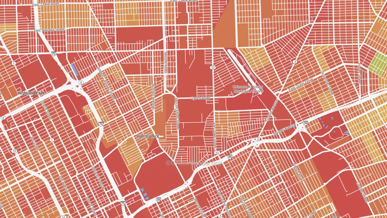 Airport, Detroit, MI Map of Theft Rates
