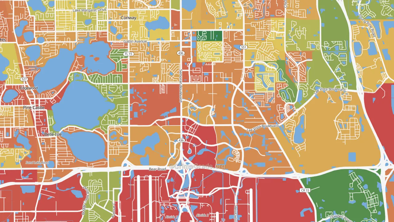 Airport North, Orlando, FL Map of Theft Rates