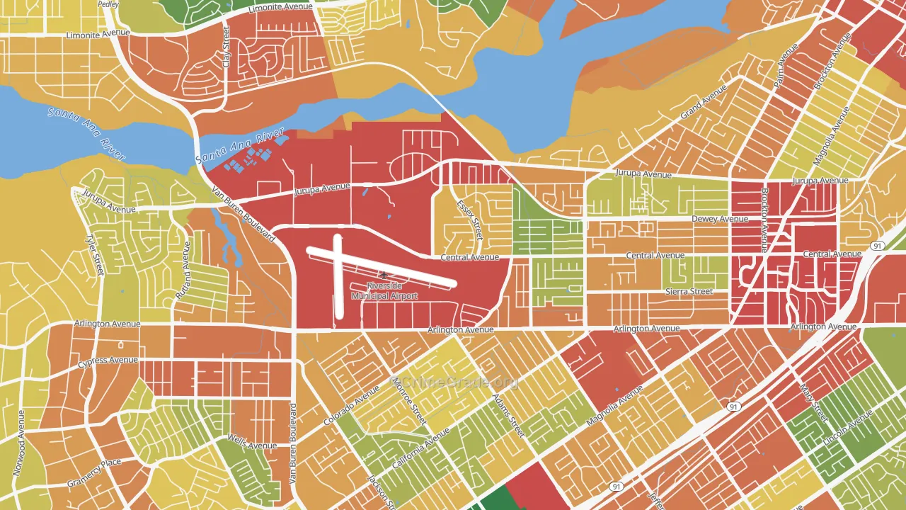 Airport, Riverside, CA Map of Theft Rates