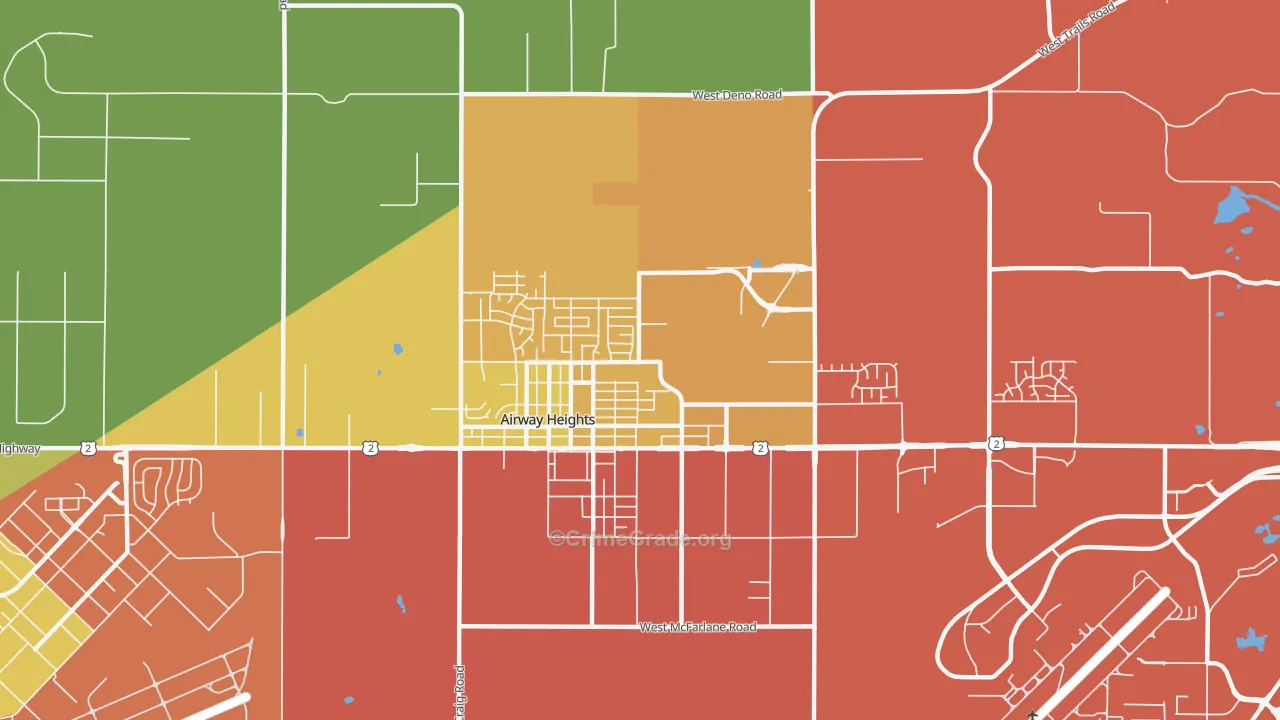 Airway Heights, WA Map of Theft Rates