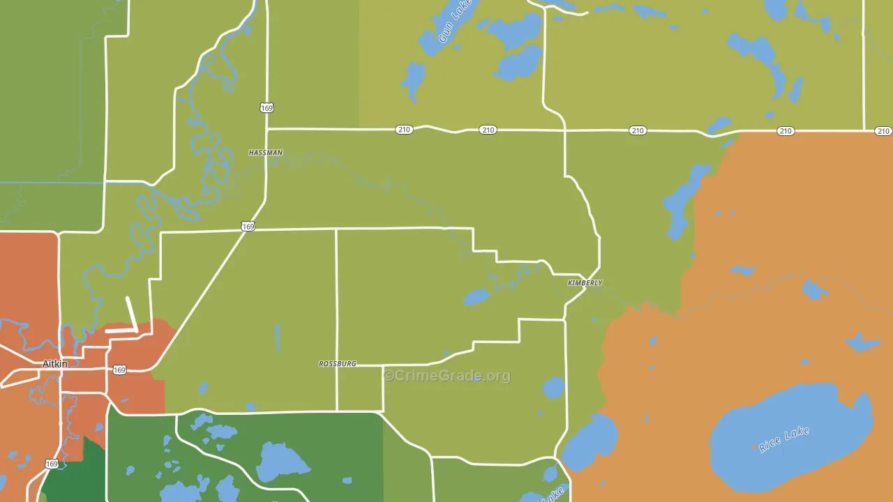 Aitkin County, MN Map of Theft Rates