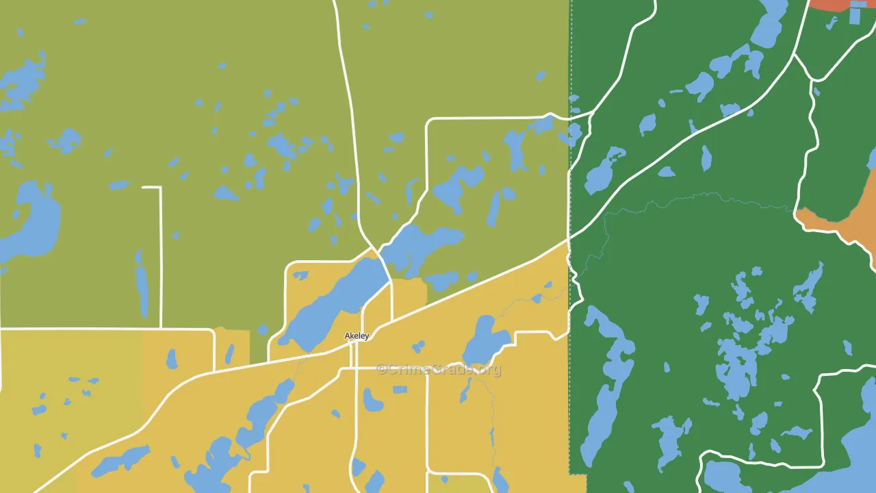 Akeley, MN Map of Theft Rates