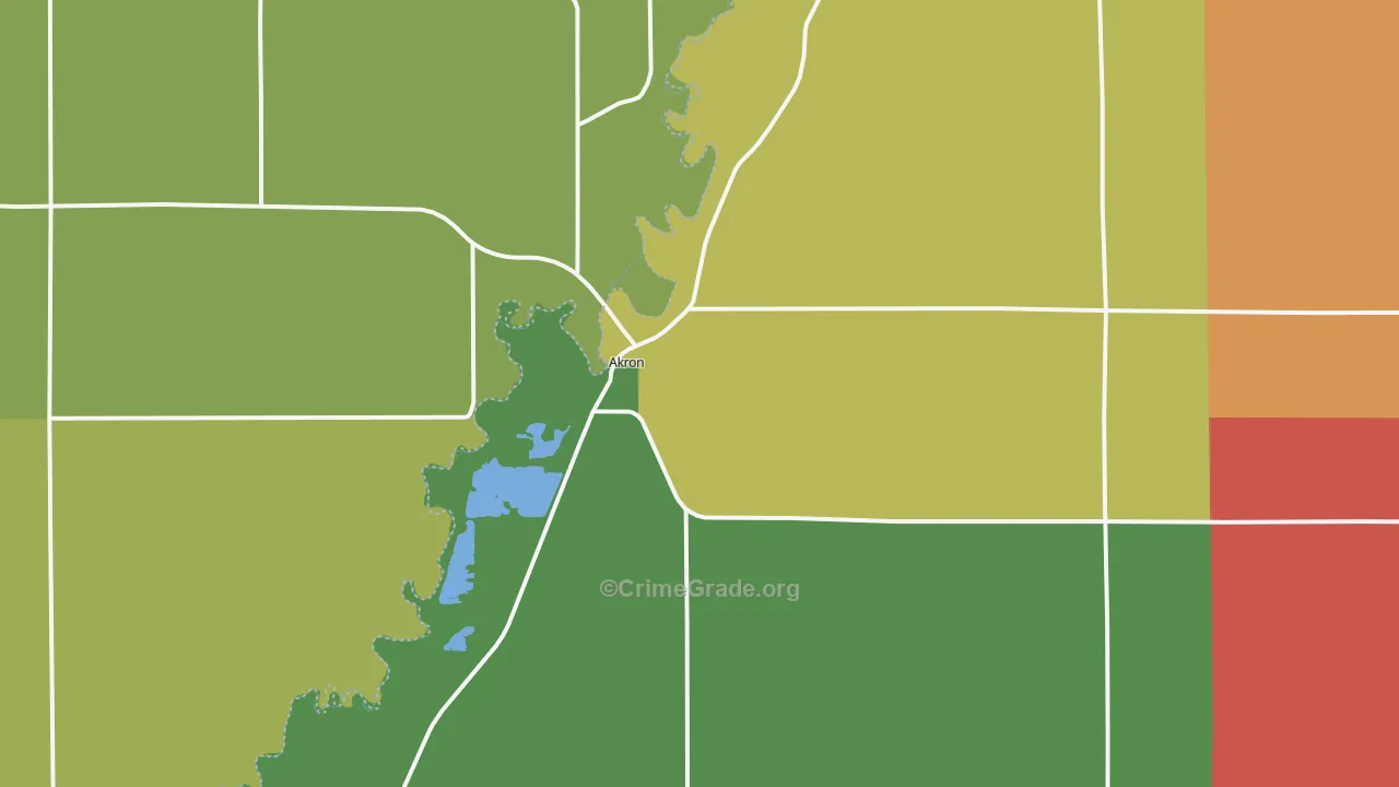 Akron, IA Map of Theft Rates