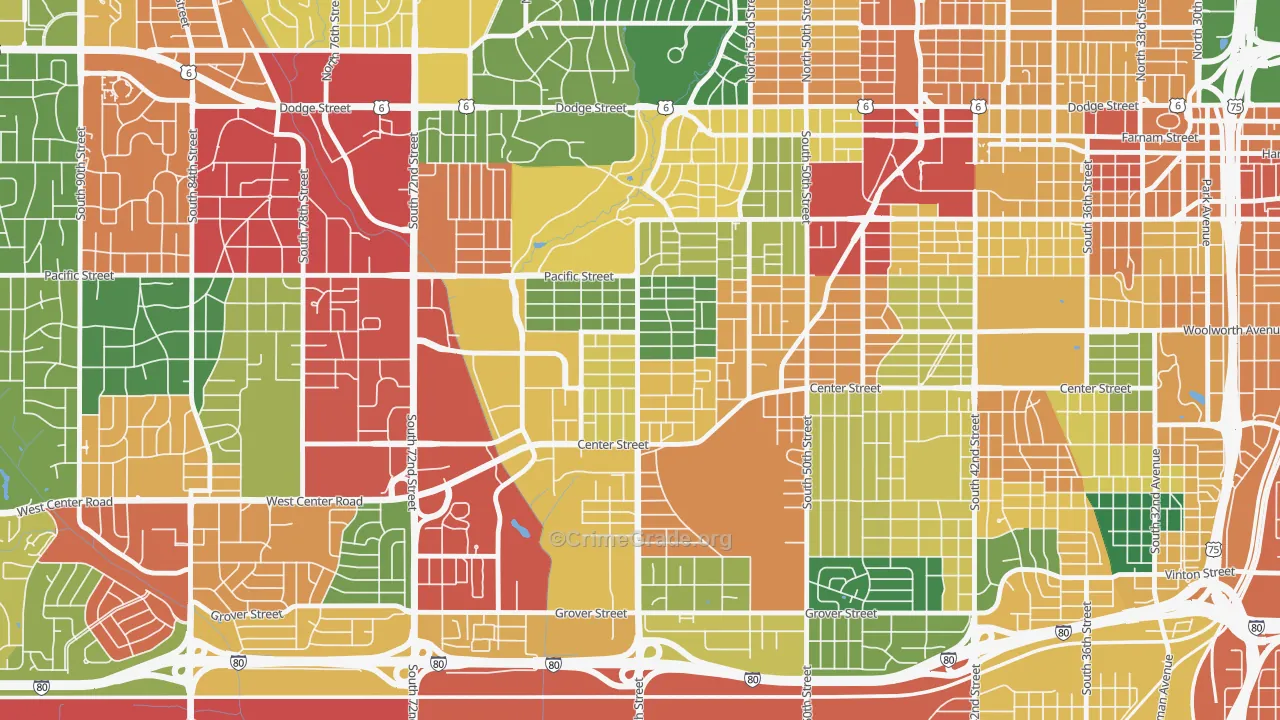 Aksarben-Elmwood Park, Omaha, NE Map of Theft Rates